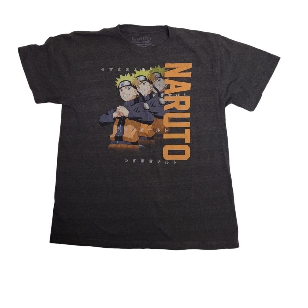 NARUTO Shippuden gray short sleeve anime graphic crew neck tee shirt